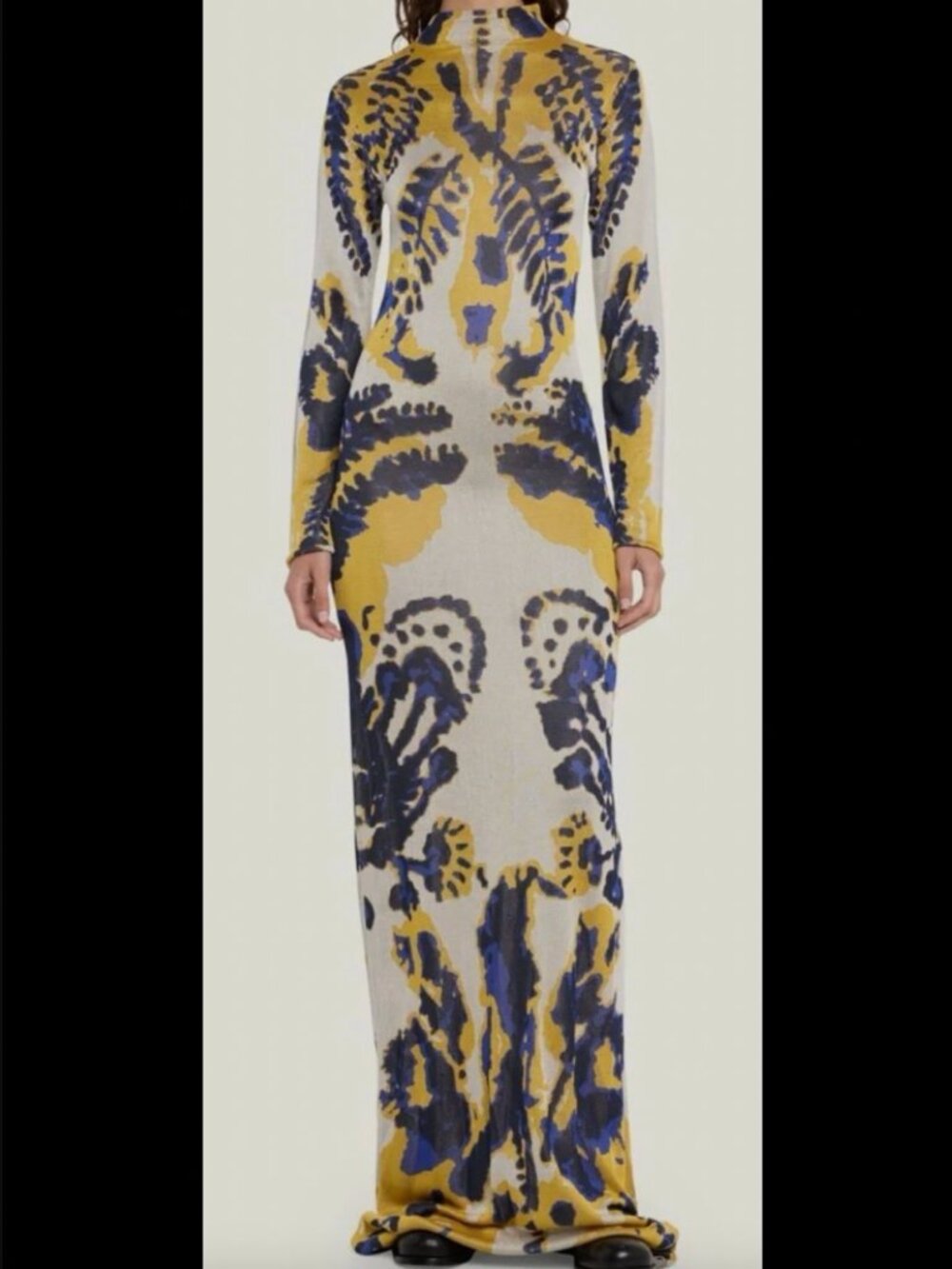 Altuzarra Yellow, Blue and Gray Long Sleeve Maxi Dress